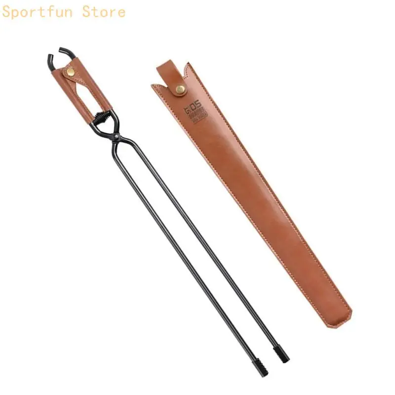 

X7JD Carbon Steel Charcoal Tongs Fireplaces Clamps Outdoor Picnics Camping Charcoal Clip Long Handle Charcoal Pliers
