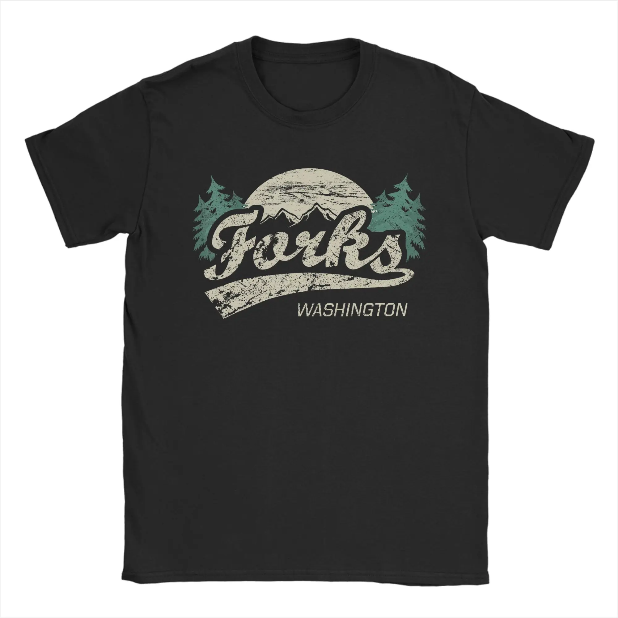 Forks Washington Vintage T-Shirt Men Twilight Vintage T-Shirts Summer O-Neck Hipster Tee Shirt Design Oversized Clothes