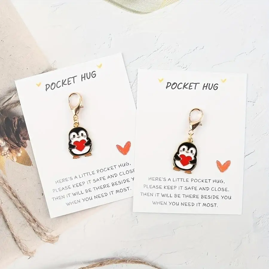 1/5/10/20/50/100pcs or 2 Cartoon Penguin Keychains: Pocket Animal Hug, Cute Animal Keyring, Support Gift, Gift for Friends, Fami