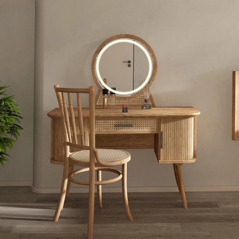 

Solid wood dressing table, log makeup table, villa, bedroom, homestay, small apartment, French rattan furniture