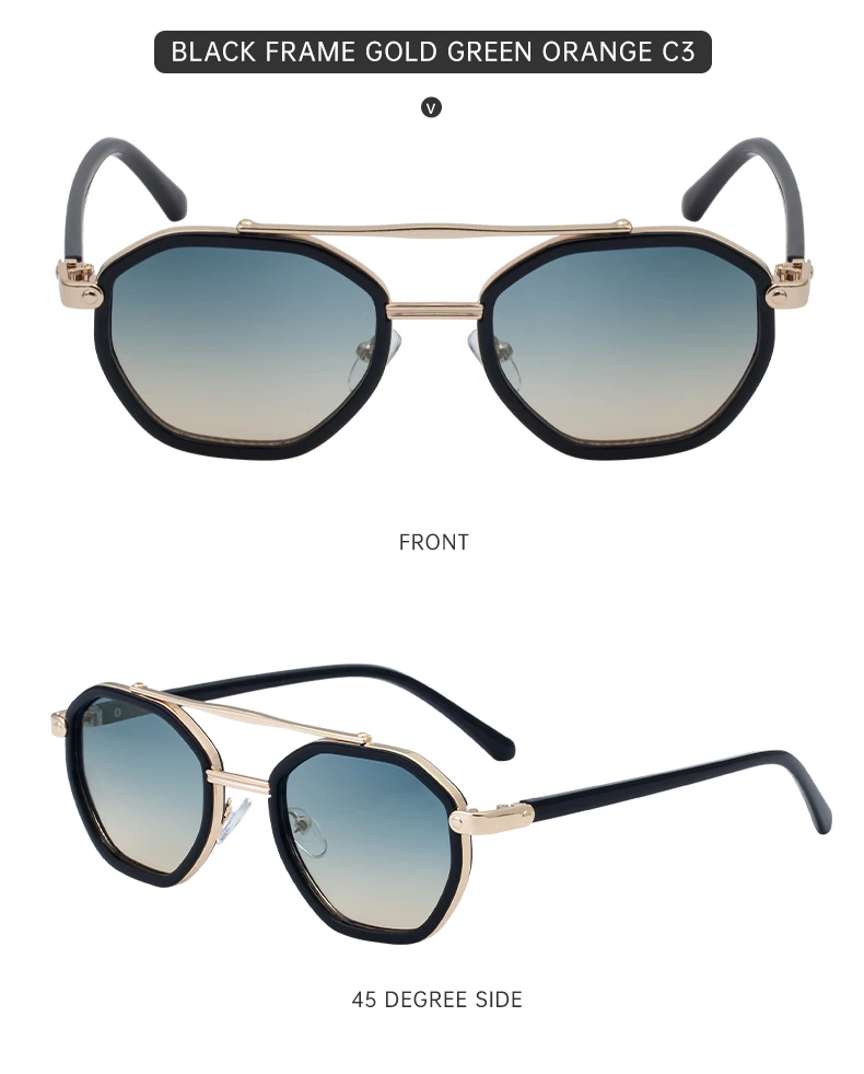 Steampunk Octagon Quadratische Sonnenbrille Männer 2026 Luxus Marke Vintage Punk Metall Polygon Sonnenbrille Für Männliche Klassische Shades UV400 – Detail 14