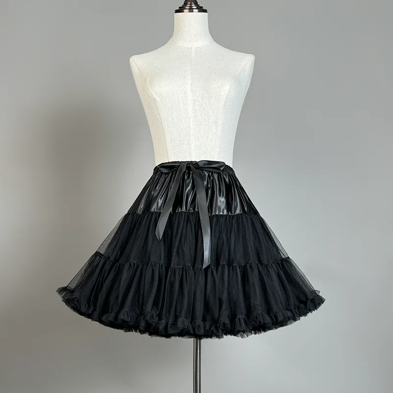 Rok Tulle Halus Wanita Rok Bawahan Crinoline Tutu Multi Lapis Selip Rok Dalam Selutut untuk Rok