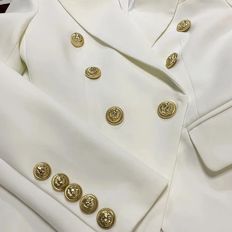 TOP QUALITY Blazer Women 2025 Slim Black Blazer Jacket Suit Female Double Breasted Metal Lion Buttons Blazer Veste Femme