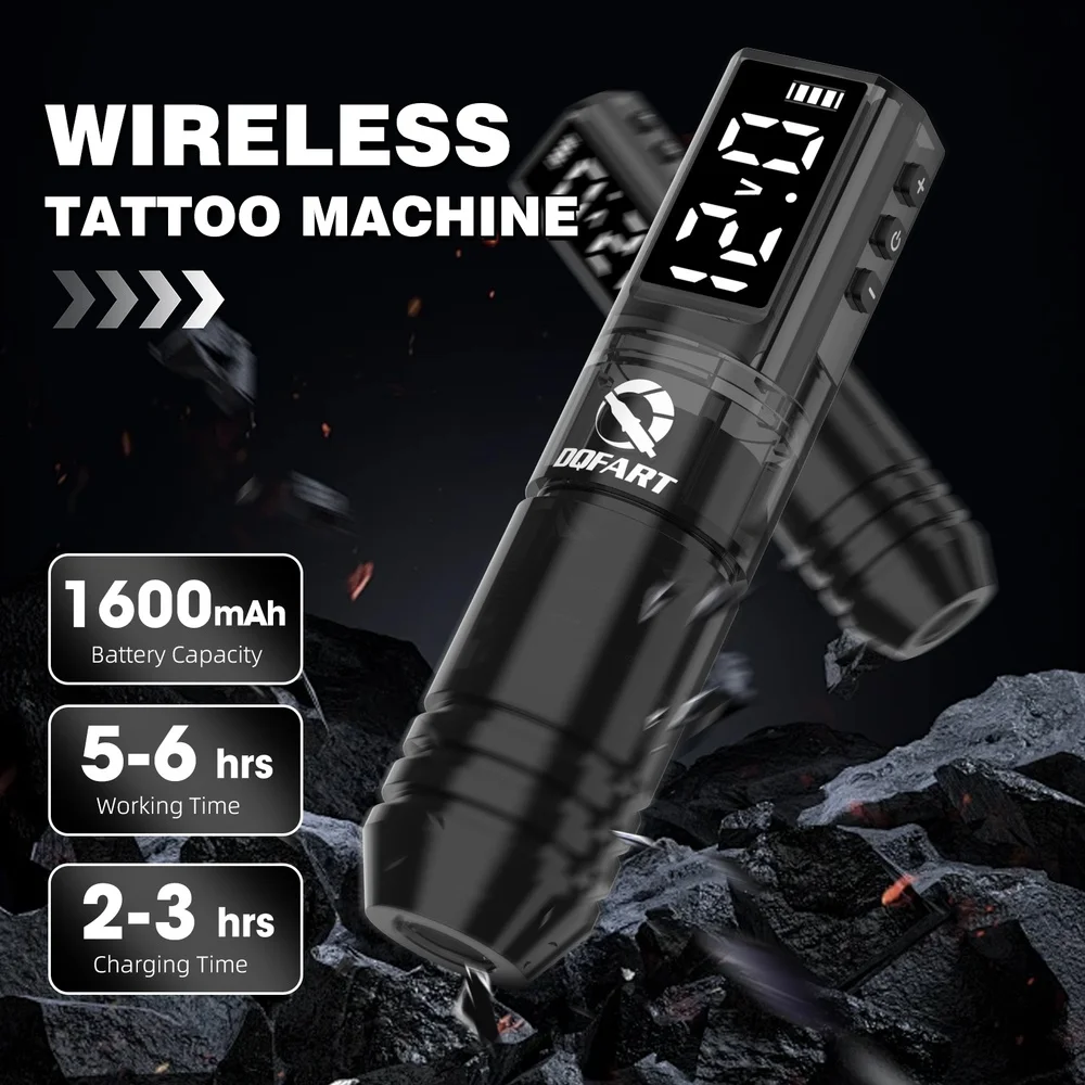 DQFART P1 Set Electric Wireless Tattoo Machine Led Digltal Display Body Art Creative Designs Tattoo Needles Ink Safe Body Art