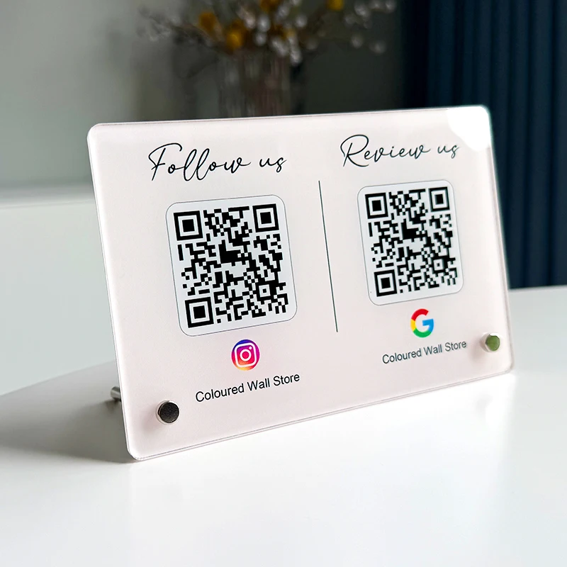 Customized Business QR Code Signs Acrylic Standing Plate Instagram