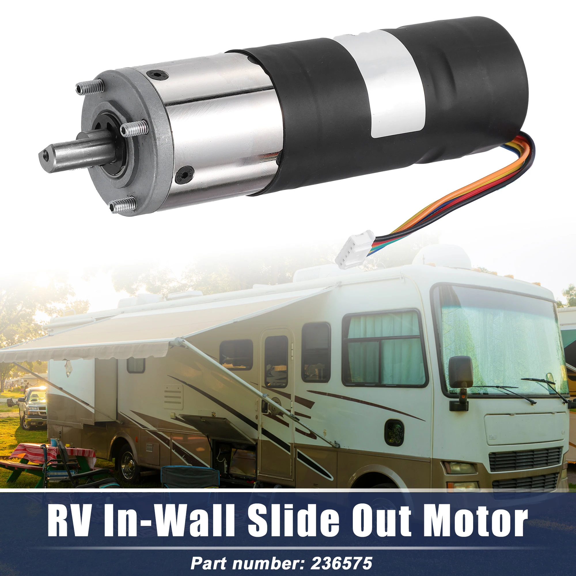 Uxcell 1 Pcs Universal Car RV Travel Trailer and Camper In-Wall Slide-Out Motor Replacement Black Silver Tone