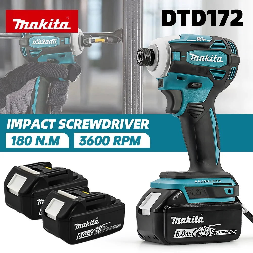 makita-dtd172-18v-brushless-impact-drive-drill-electric-screwdriver-180nm-1-4-inch-cordless-rechargeable-power-tools-no-battery