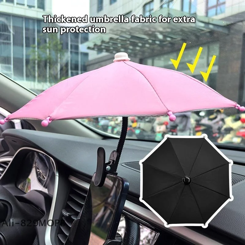 【P】1pc Metal Hose Can Bending Cell Phone Umbrella Holder With Clip For Sun Shade Cell Phone Sun Protection Shelter From Rain