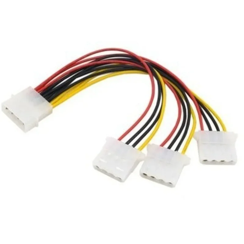 

High Quality 4Pin IDE Power Cables HY1578 4 Pin Molex Male To 3 Port Molex IDE Female Power Supply Splitter Adapter Cable