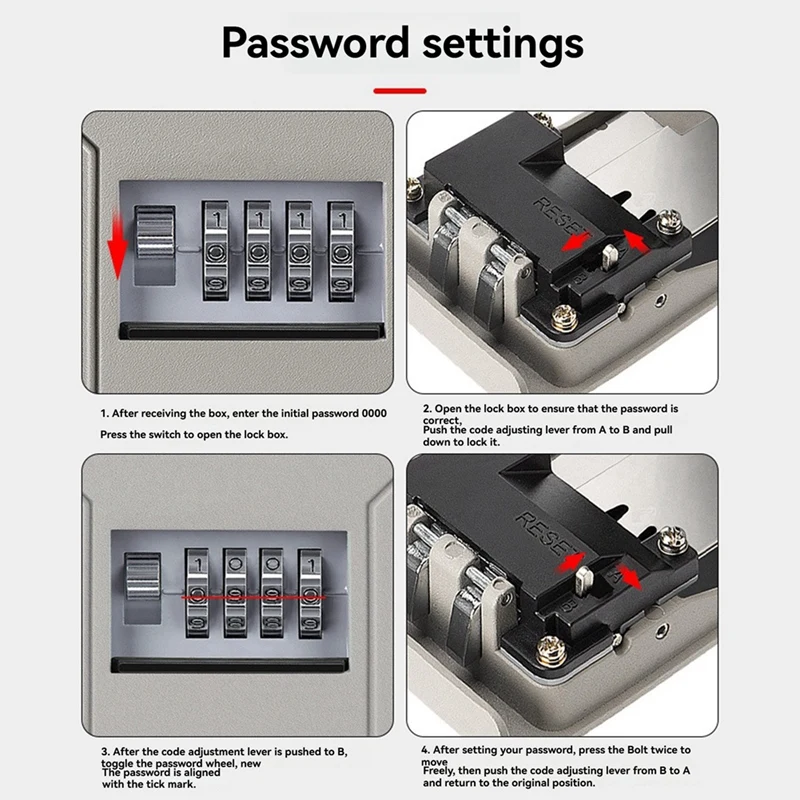 4-значный комбинированный ящик для ключей, настенный ящик для ключей с паролем, органайзер для хранения ключей из алюминиевого сплава, защитный замок для улицы