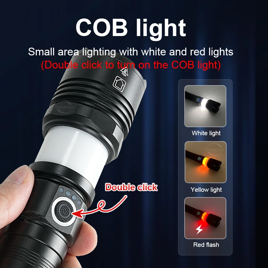 Lanterna LED de alta potência mais poderosa 1000000 LM Fluorescente Lanterna de Longo Alcance Impermeabilização Lâmpada Recarregável Tática