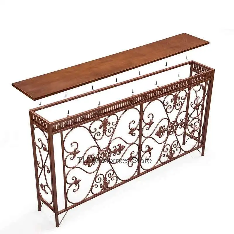 

American Wrought Iron Console Table Living Room Furniture Console Tables Retro Creative Home Corridor Decoration Hallway Table
