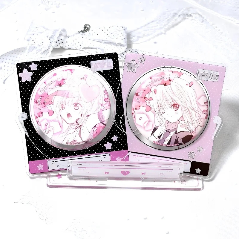 CD Record 58/65/75mm Acrylic Badge Display Stand, Cute Magnetic Single & Dual Pin Scene Holder, for Anime Kpop Merch Desk Decor