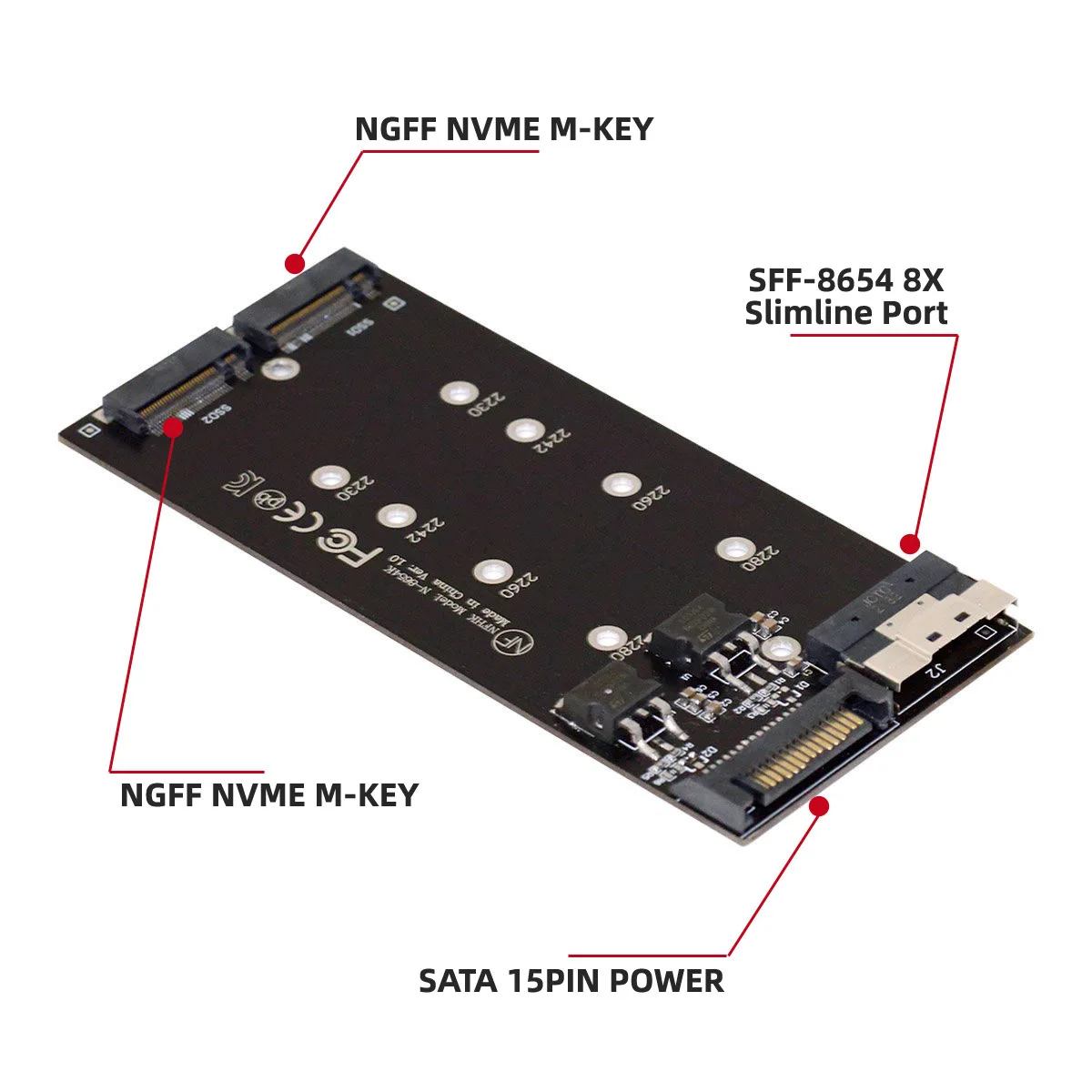 CY Xiwai Dual 2X NVME M.2 AHCI to PCIE Express 3,0 4,0 Slim Line SFF-8654 8X Raid Card VROC Raid0 Hyper Adapter