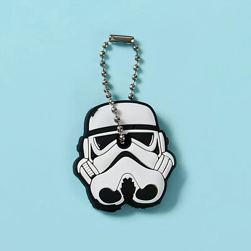 Portachiavi durevole in PVC per cartoni animati, design Stormtrooper in bianco e nero, regalo perfetto per Halloween, Natale, accessori di Halloween