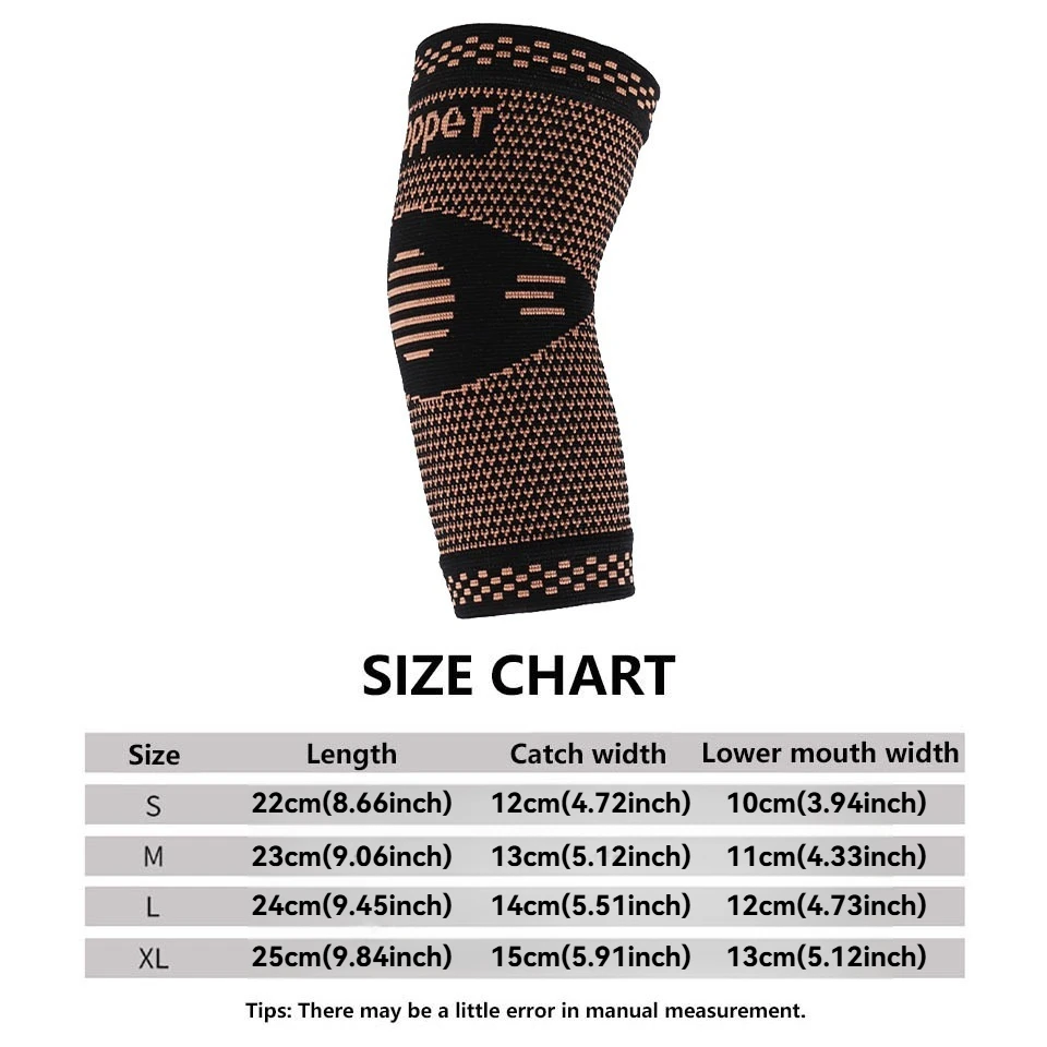 1 stuks elleboogbeschermer koper ionen antislip ademend gebreid nylon warm sportarmbeschermer fitness peesschede beschermende uitrusting unisex