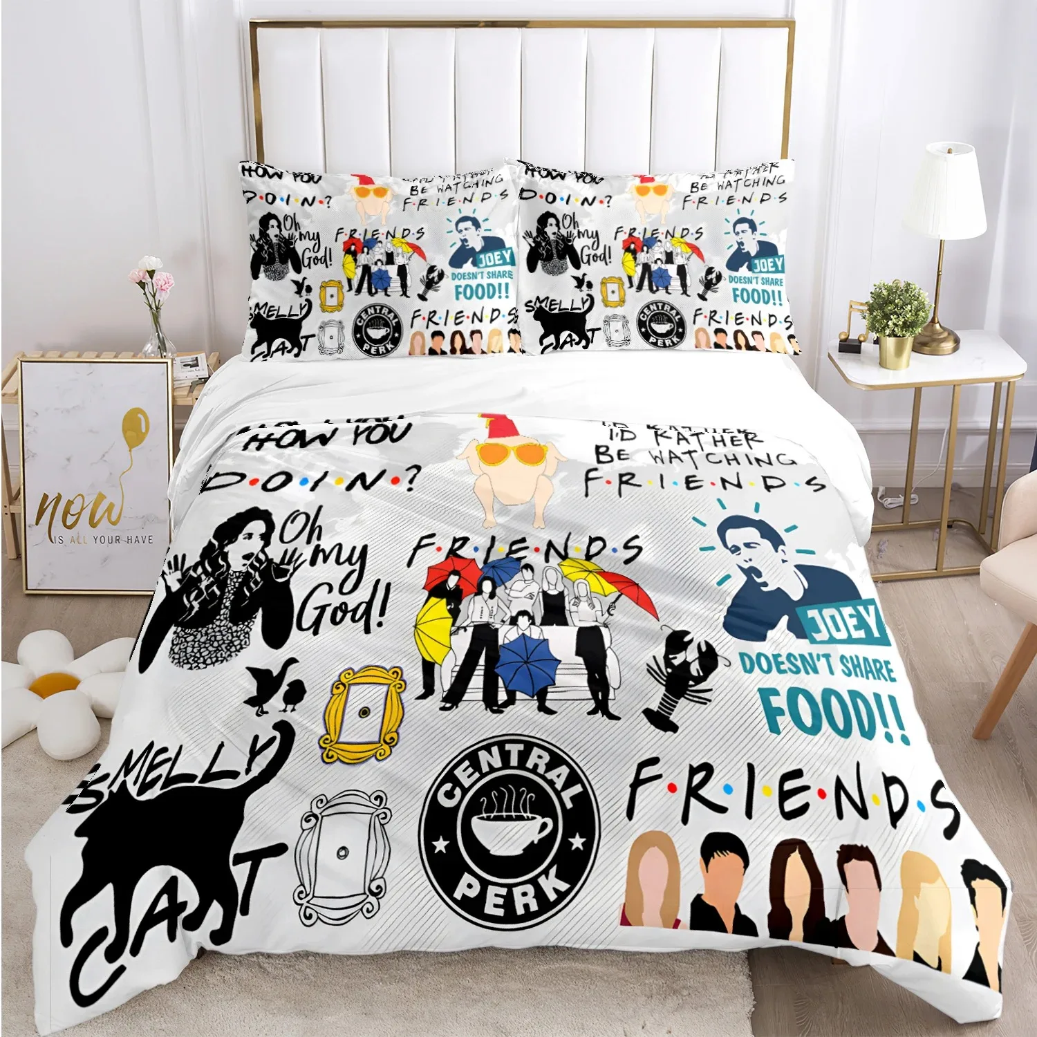 Friends Funny anime All Season Duvet Cover Comforter Bedding set Ultra Soft Quilt Cover and Pillowcases SingleDoubleQueenKing