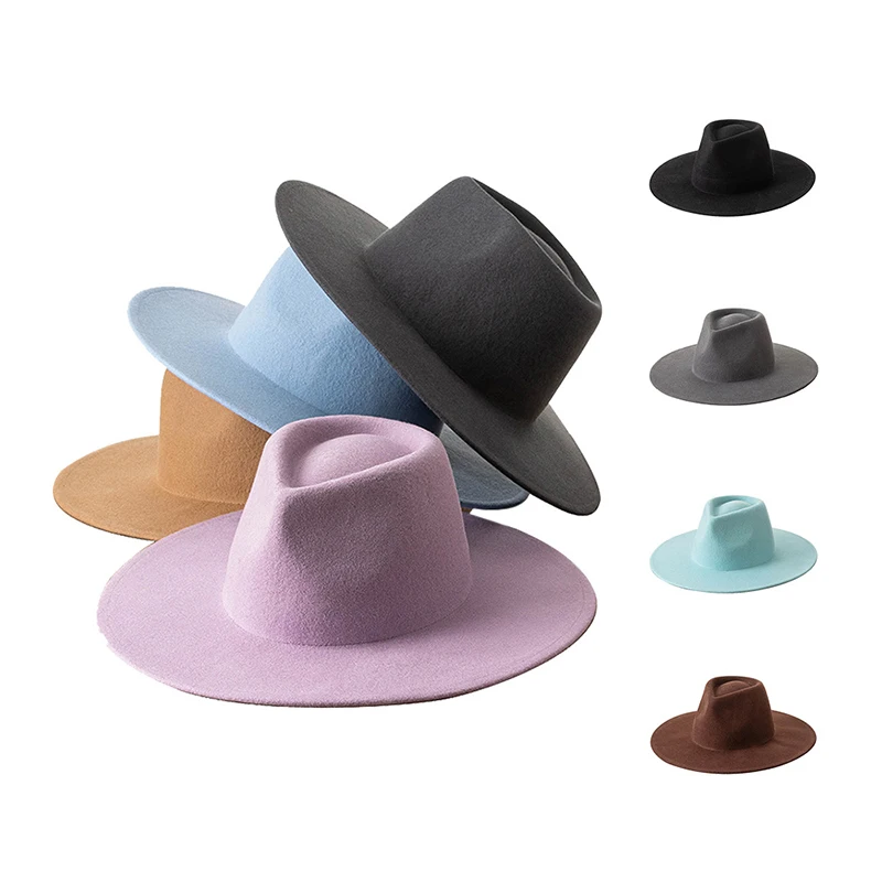 

WeMe 100% Wool Hat Fedoras 9.5CM Brim Wool Hats For Men and Women Jazz Cap