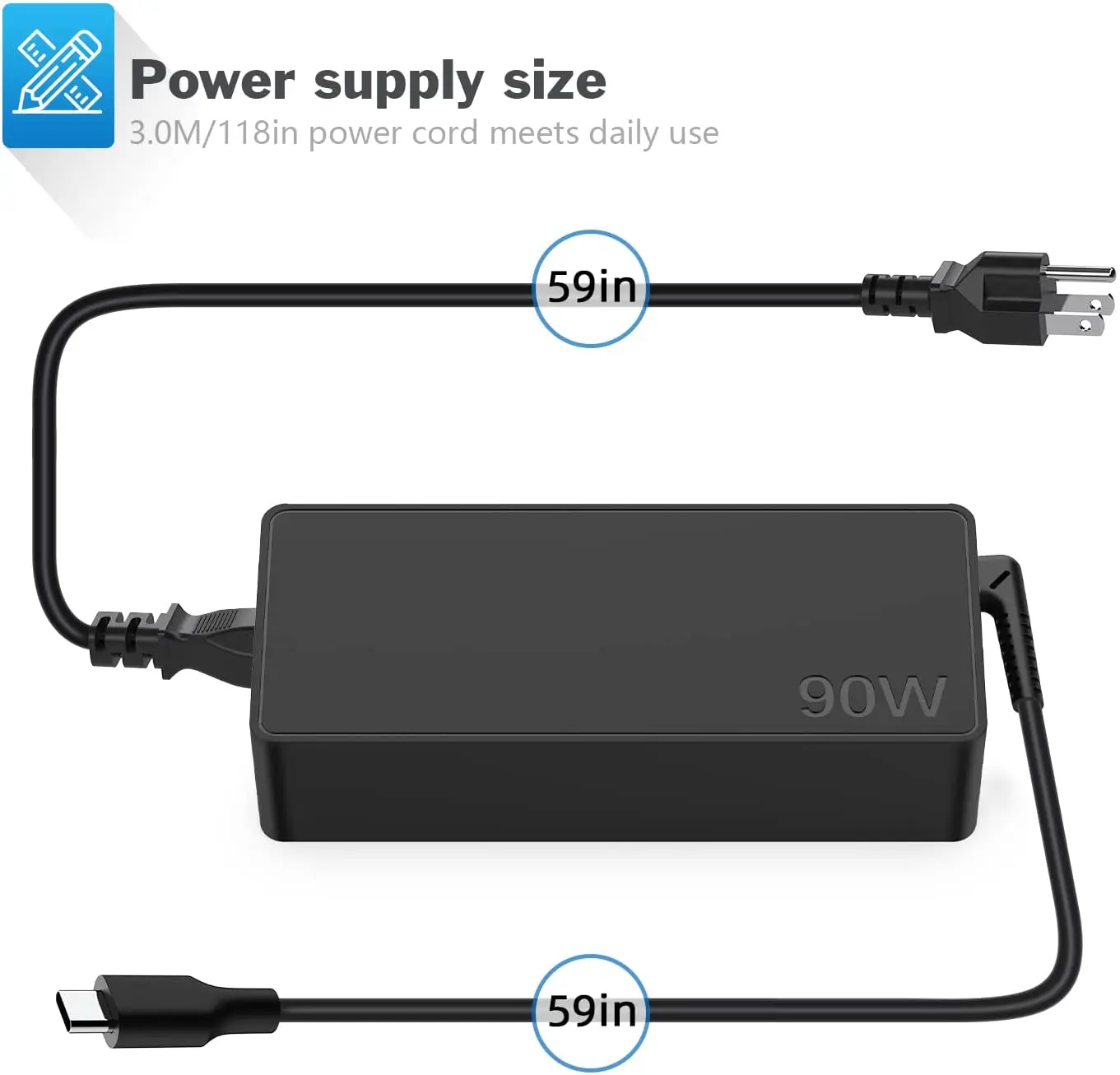 ノートブック充電器,hp,dell,lenovoシリーズ用のusb type c 90w/65w