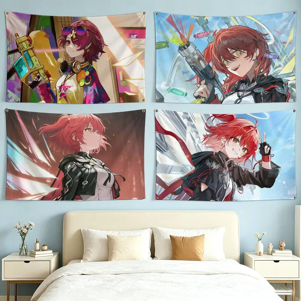 Arknights Game E-Exusiai Flags Wall Hanging Tapestry Outdoor Garage Room Decorative flag Background Blanket
