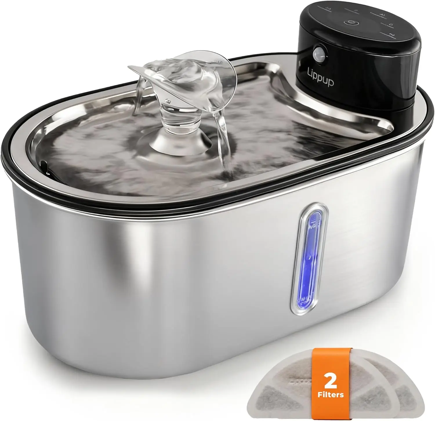 

Wireless Cat Water Fountain 108oz, Stainless Steel, Battery Operated, Ultra Quiet, 2 Flow Modes, BPA Free - Black