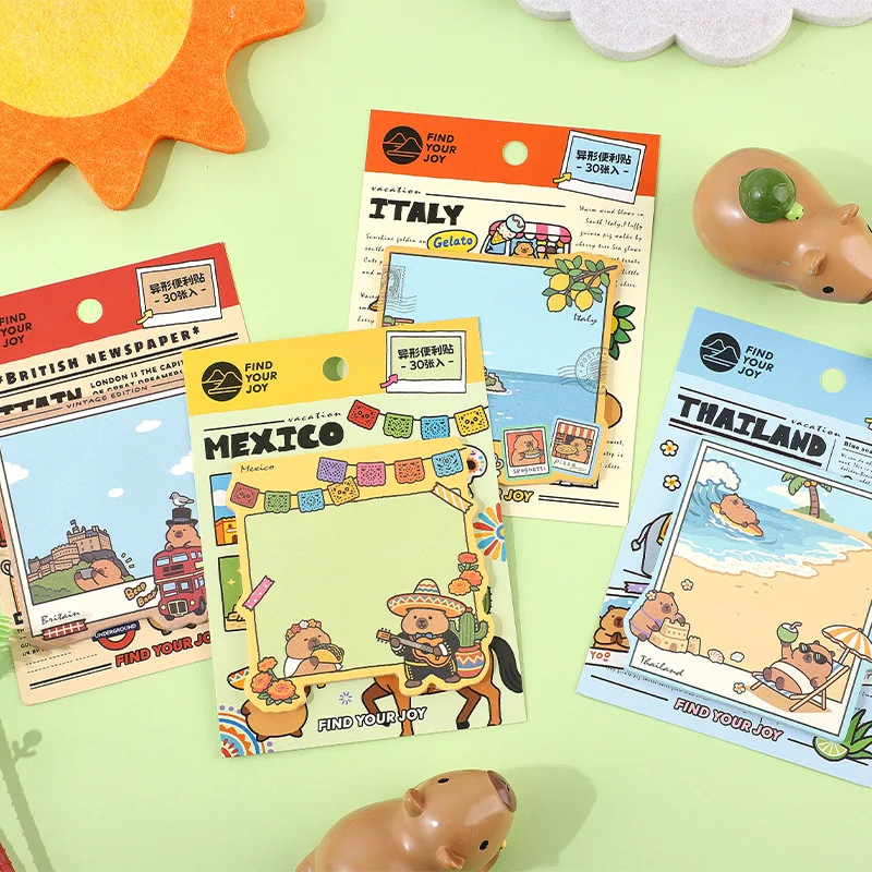 Capybara Roaming Series Special-shaped Post-it Notes Cartoon Cute Hand Account Mark Message Note Paper Cute Notepads Sticky Tabs