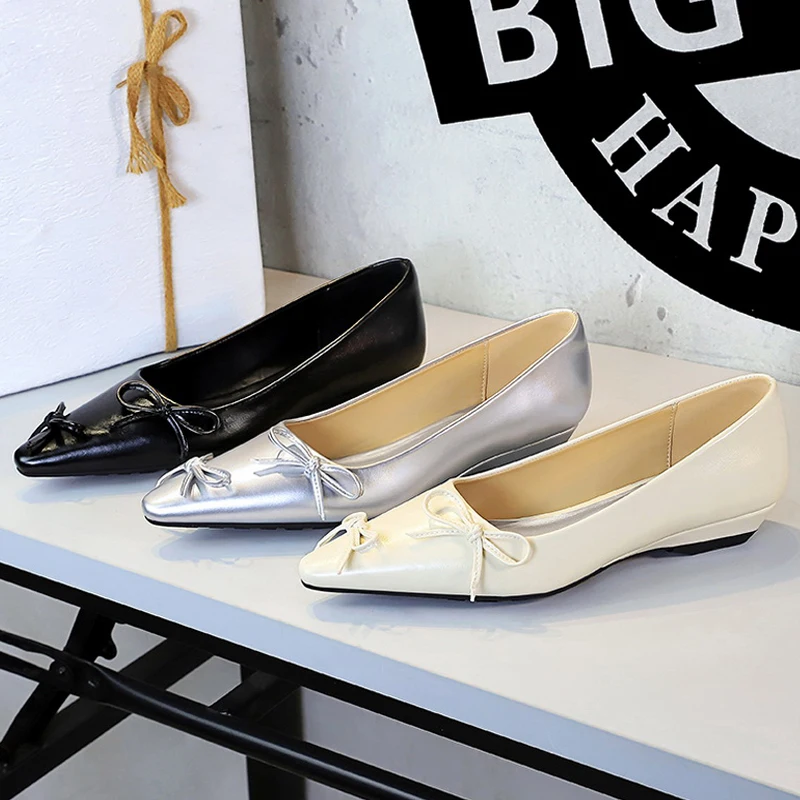 

BIGTREE Shoes pointed end Low heeled shoes women Wedges bowknot Low heels pumps elegant banquet shoes Kitten heels Ladies shoes