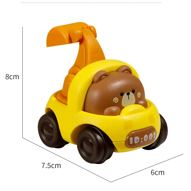 Carro inercial animal dos desenhos animados para meninos e meninas, carro de engenharia deslizante interativo para crianças, Baby Mini Press Go Toys, atacado