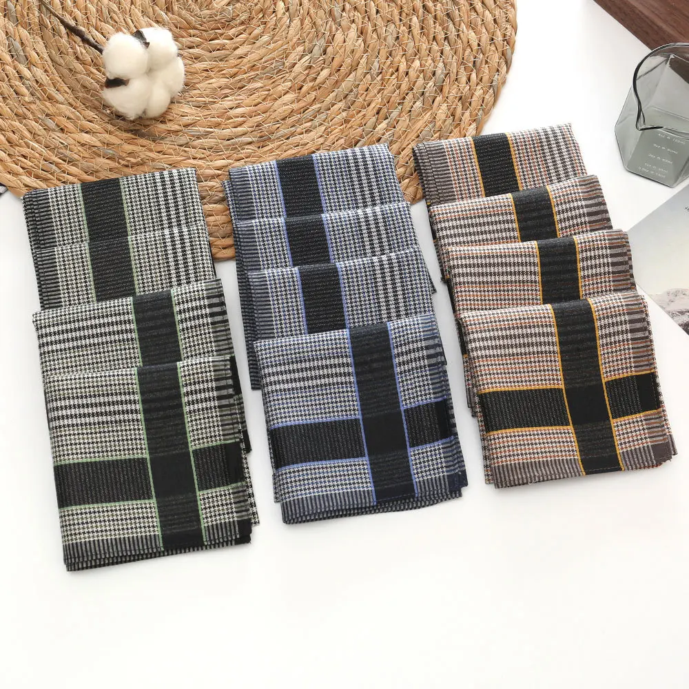 3/6/12 Pcs Men's Pure Cotton Handkerchief Combed Yarn High-end Business Wedding Gift Wipe Sweat Suit Decoration