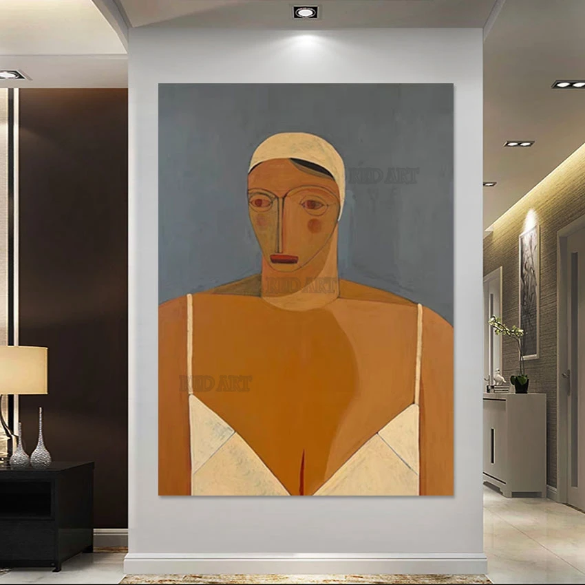 Sexy Nude Woman, Abstract Figure Murals Art, Hand-painted Abstract Unframed Girl Portrait Oil Painting, Canvas Artwork