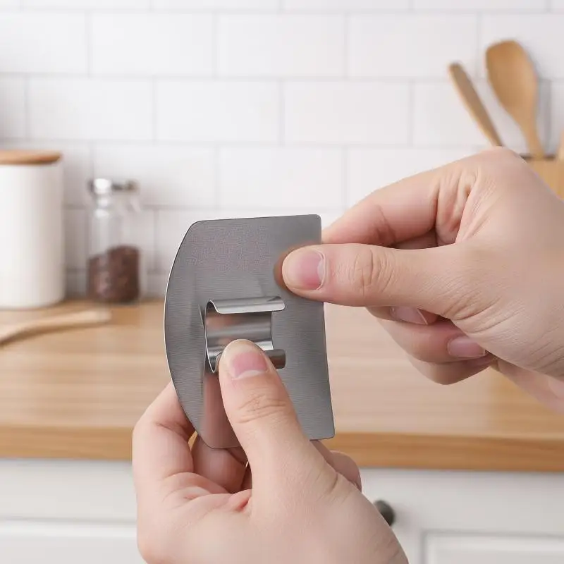 Stainless Steel Finger Protector Kitchen Knife Cutting Cooking Finger Protector Safe Kitchen Durable Chop Shield Cut Gadge