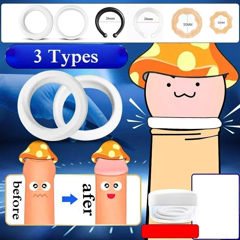 2 قطعة حلقات القضيب مدرب القضيب تأخير القذف مرونة عالية خاتم الديك الذكور القلفة تصحيح Cockrings الجنس لعب للرجال