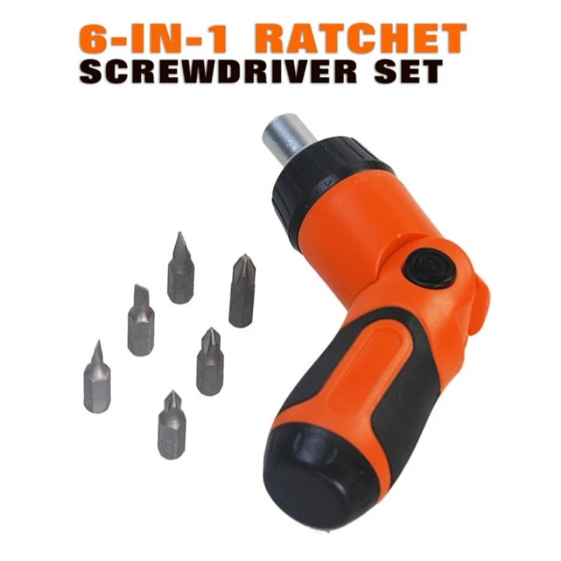 6 IN 1 High Torque Ratchet Screwdriver Set, 3 Position Ratchet Hand Screwdriver with CR-V Bits for Home Auto Repair