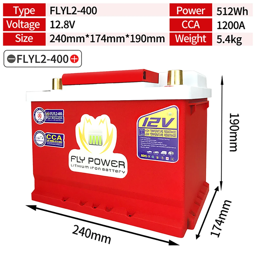 L2-400 12.8V 40AH CCA 1200A avviatore di emergenza ad alta potenza auto LiFePO4 BMS integrato protezione della tensione batteria di avviamento al