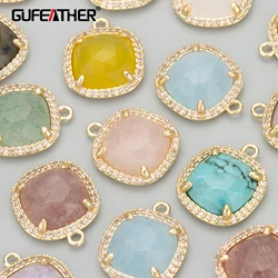 GUFEATHER MD08,jewelry accessories,18k gold plated,nickel free,copper,natural stone,charms,jewelry making,diy pendants,4pcs/lot