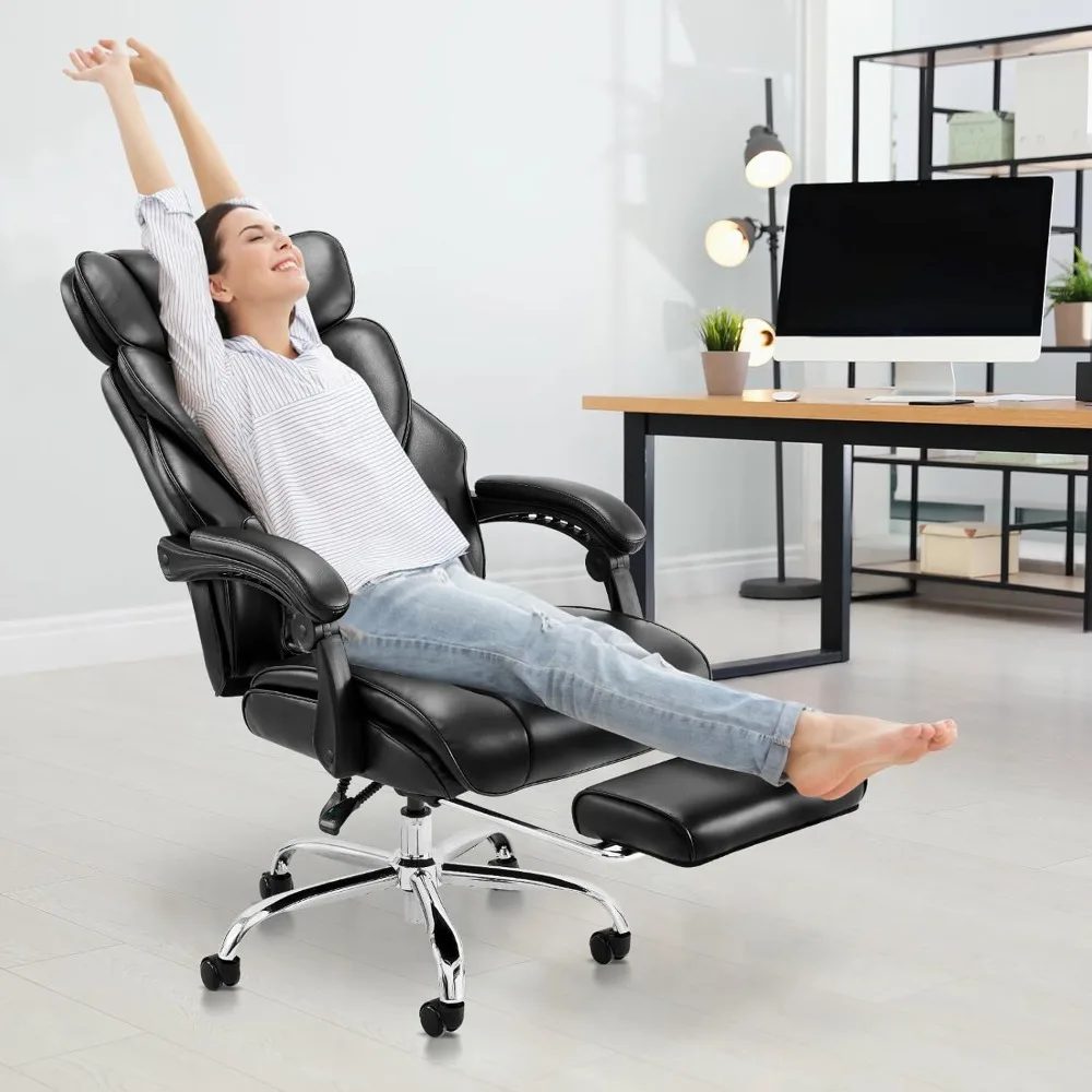 COLAMY Office Chair with Footrest-Ergonomic High Back Design Executive Computer Desk Chair with Removable Lumbar Pillow, 90-135°