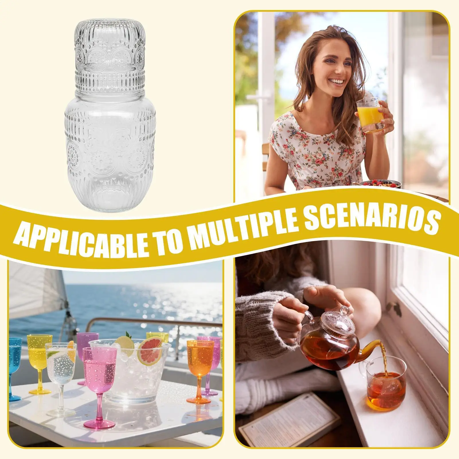 

Набор: прикроватный кувшин и стаканы с дизайном «Снежинка», винтажный кувшин для чая, кофе, молока, сока, напитков