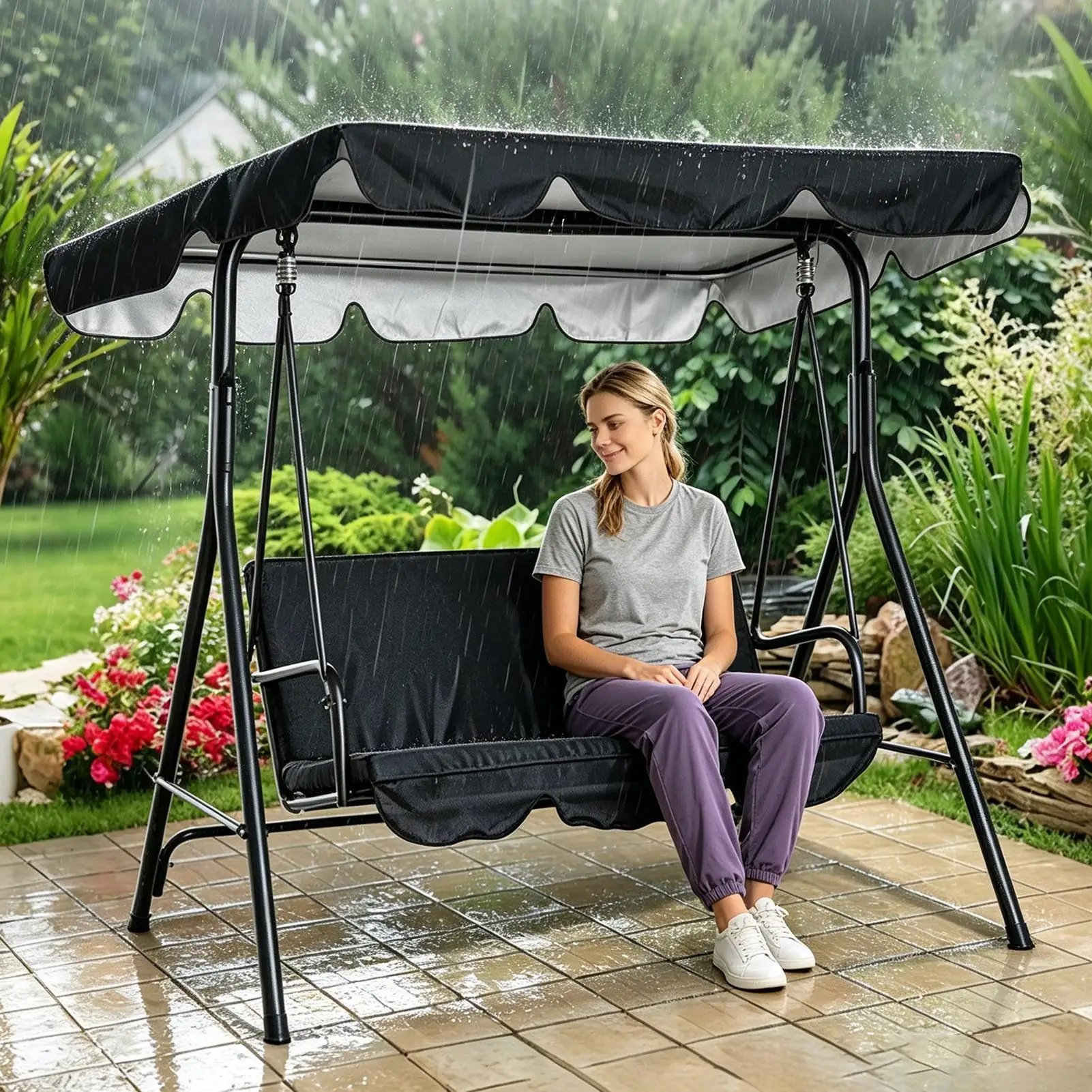 Bâche de remplacement pour balançoire, imperméable, coupe-vent, pare-soleil, pour siège de balançoire de jardin, terrasse, patio, allée extérieure
