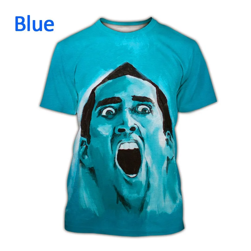 New Pop 3D Actor Nicolas Cage Printing T Shirt Children Fashion Streetwear Tee Shirts Funny Short Sleeves Quick Dry Clothing Tee