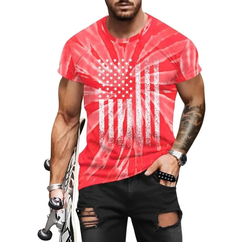 Men's 3D T-Shirt American Flag 1776 Short Sleeve Tshirt