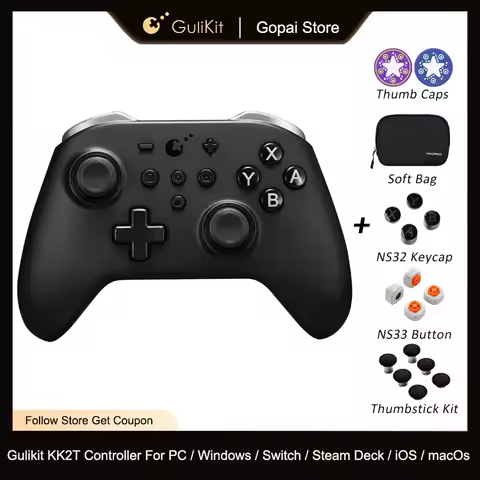 GuliKit KK2T Controller Gamepad for PC Switch MacOS Windows iOS Android Steam Deck with TMR Joysticks &amp; Hall Effect Triggers