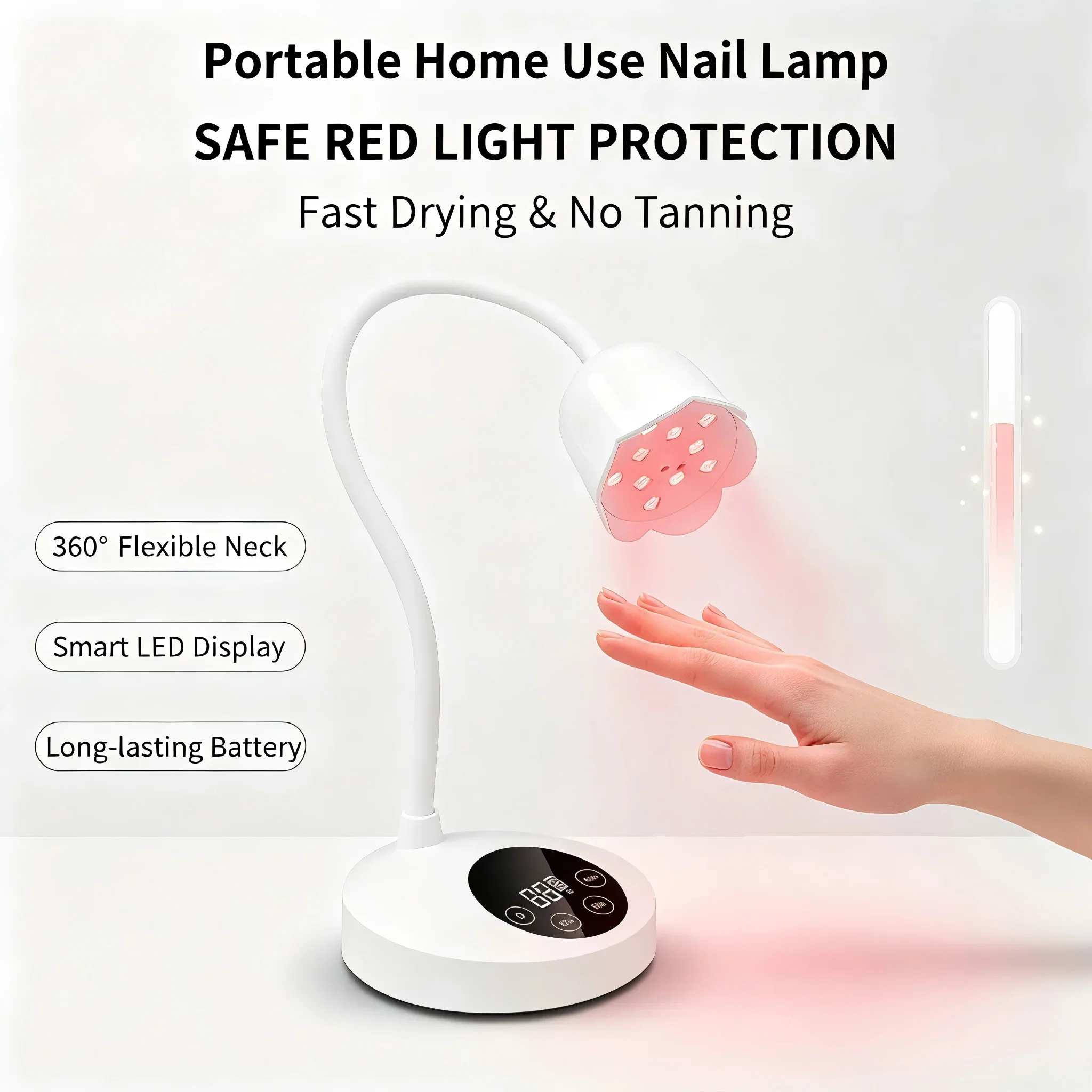 

Перезаряжаемая LED-лампа для маникюра 360 ° Гибкая УФ-лампа для ногтей с гибкой ножкой, беспроводная портативная сушилка для гель-лака, быстрое отверждение без бликов