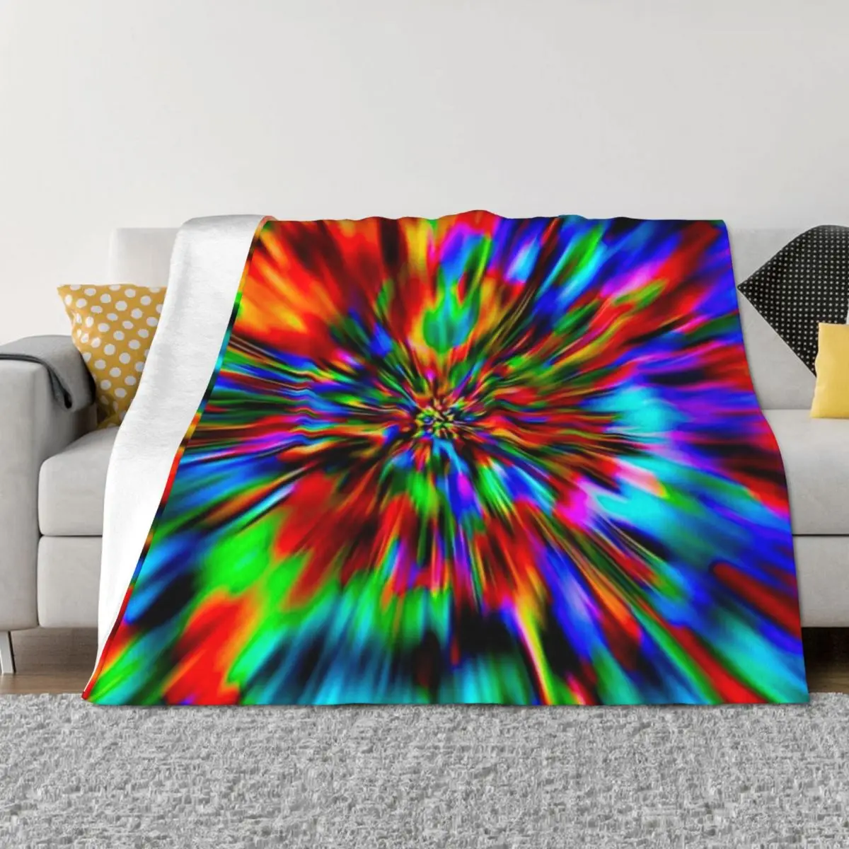 

Rainbow Wormhole Tie-Dye Pattern Throw Blanket Loose Blankets Sofas Of Decoration Cute Plaid christmas decoration Blankets
