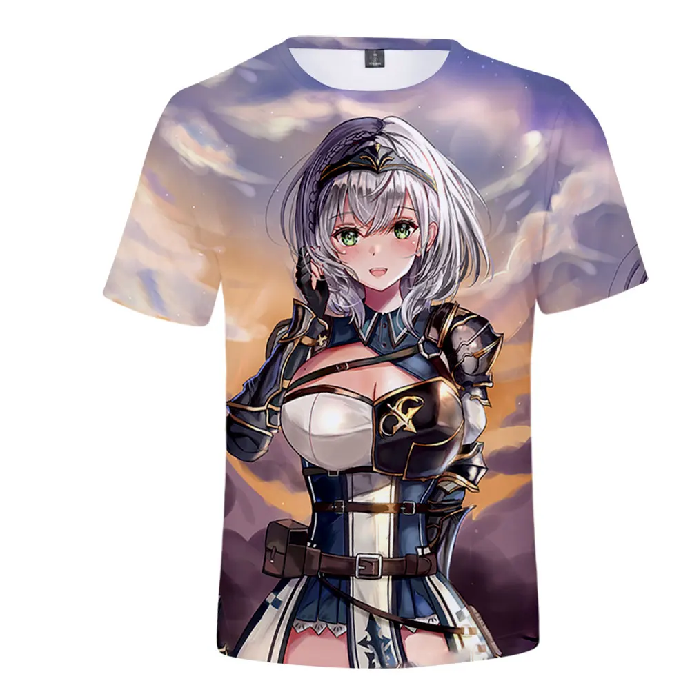 Anime HOLOLIVE VTuber Shirogane Noel T-shirt Summer Crewneck Short Sleeve Tee Men Women's Tshirt Harajuku Streetwear 3D Clothes