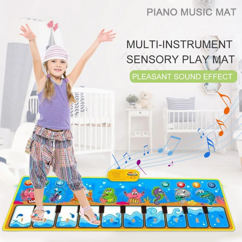 Multi-Instrument-Spielmatte, pädagogische Dinosaurier-Musikboden-Klaviermatte für Kinder mit Geräuschen, Instrumenten, Tanz-Spielmatte für Jungen