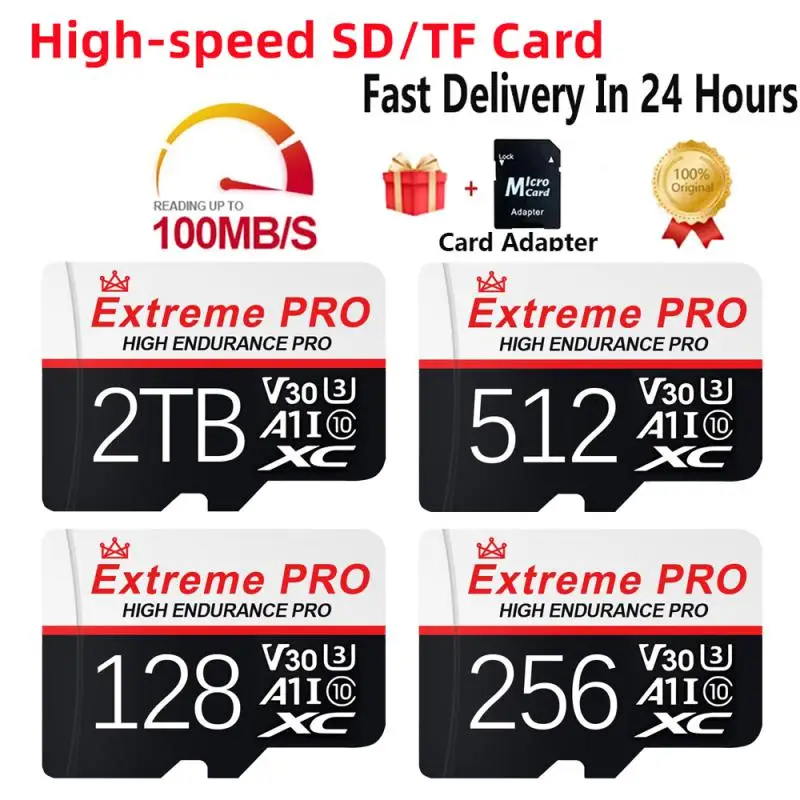 2TB Memory Card 128GB Class 10 V30 TF Card 1TB Mini SD Card 512GB High Speed Micro TF SD Card 256GB For Nintendo Switch