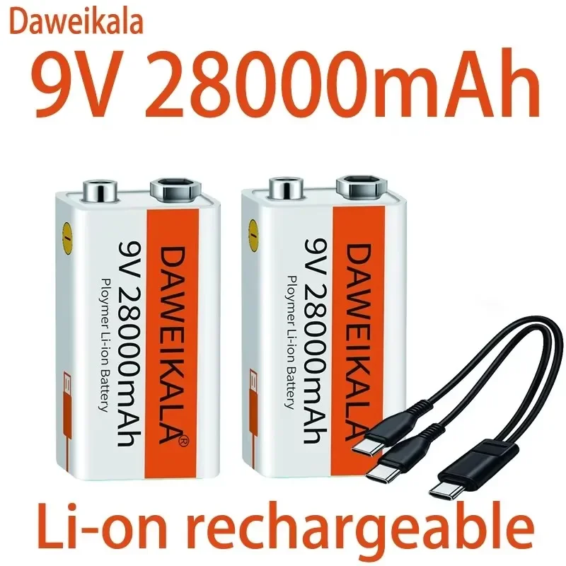 2024 9V 28000mAh li-ion Rechargeable battery Micro USB Batteries9 v lithium for Multimeter Microphone Toy Remote Control KTV use