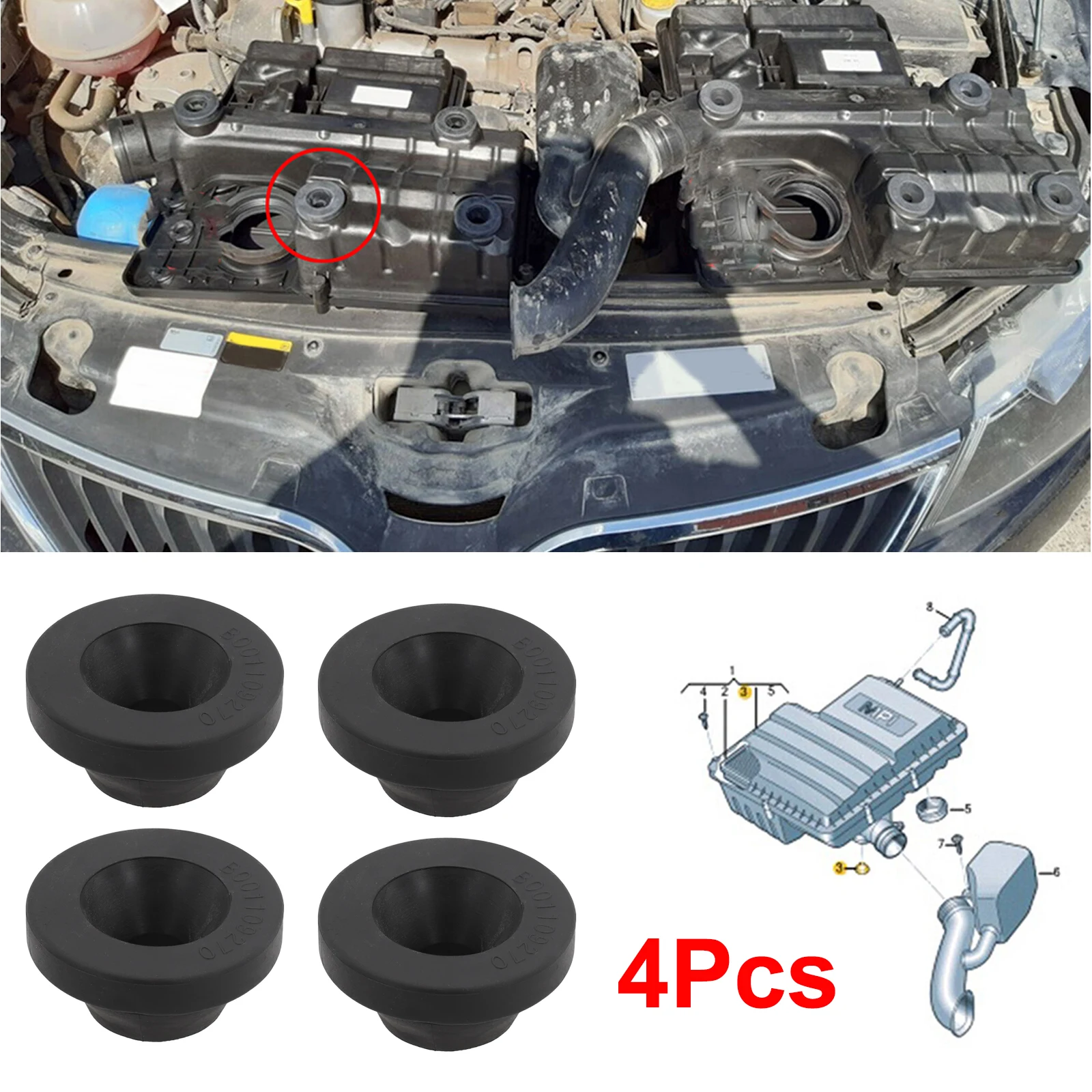 Air Filter Housing Cover Mounts Engine Cover Rubber Mount Car Air Cleaner Filter Rubber Car Accessories Elegant Design