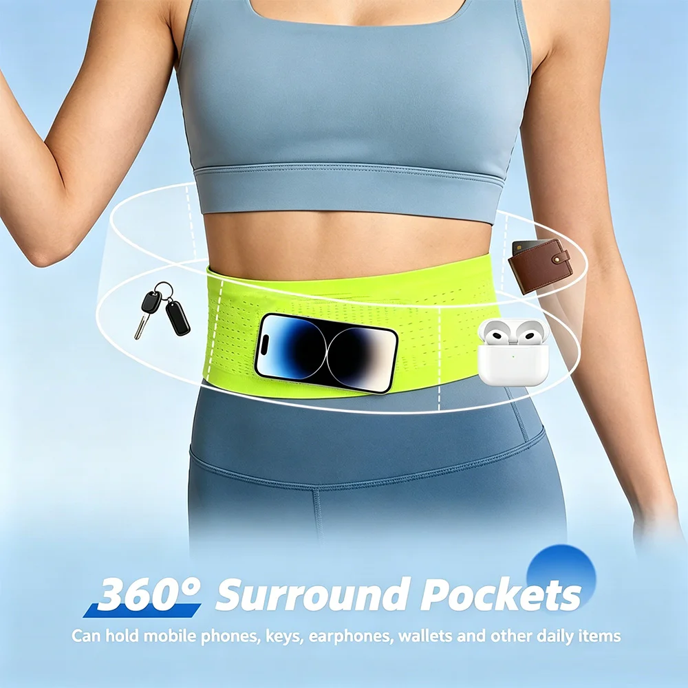 NEWBOLER Elastic Sports Waist Bag Pack Running Race Number Belt Triathlon Marathon Race Cycling Mountaineering Phone Waist Bag