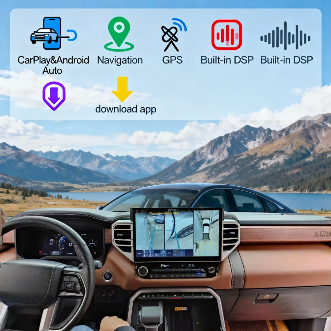 

Обновленная автомобильная мультимедийная система для Toyota Tundra 2020-2024 с CarPlay, 14.6-дюймовым экраном, Android 13, 8-ядерным процессором, GPS-навигацией.